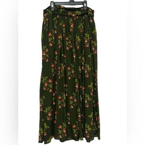 J Crew Point Sur Floral Maxi Skirt in Crinkle Chiffon Green Multi Sz 6 J5864